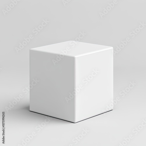 Minimalist White Cube in a Clean Studio Environment, Perfect for Modern Interior Design Concepts and Product Displays, Isolated on a Soft Gray Background