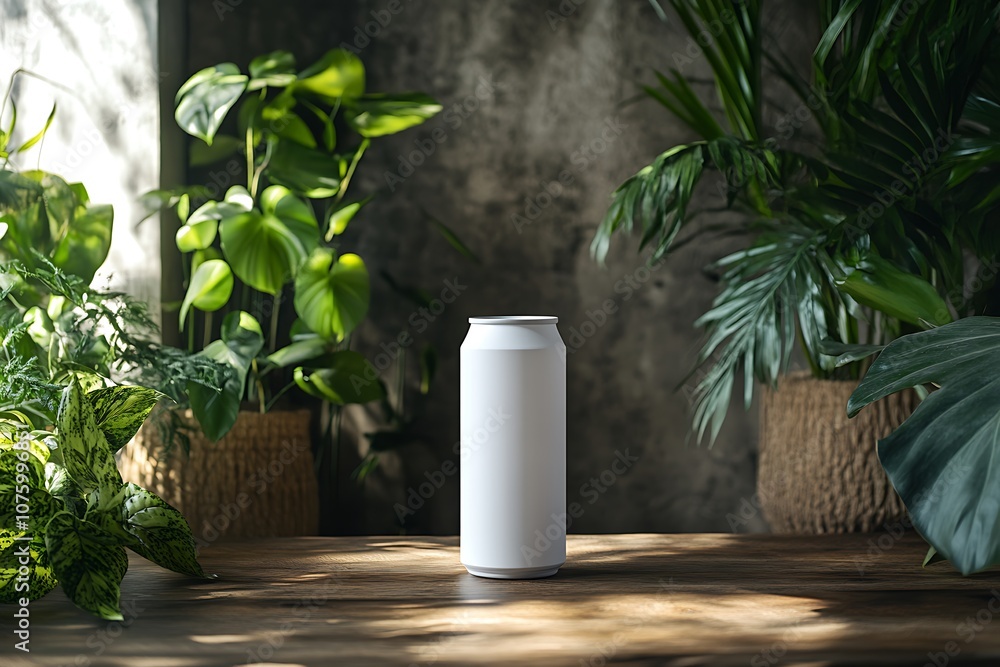 White can on wooden table White can on wooden table