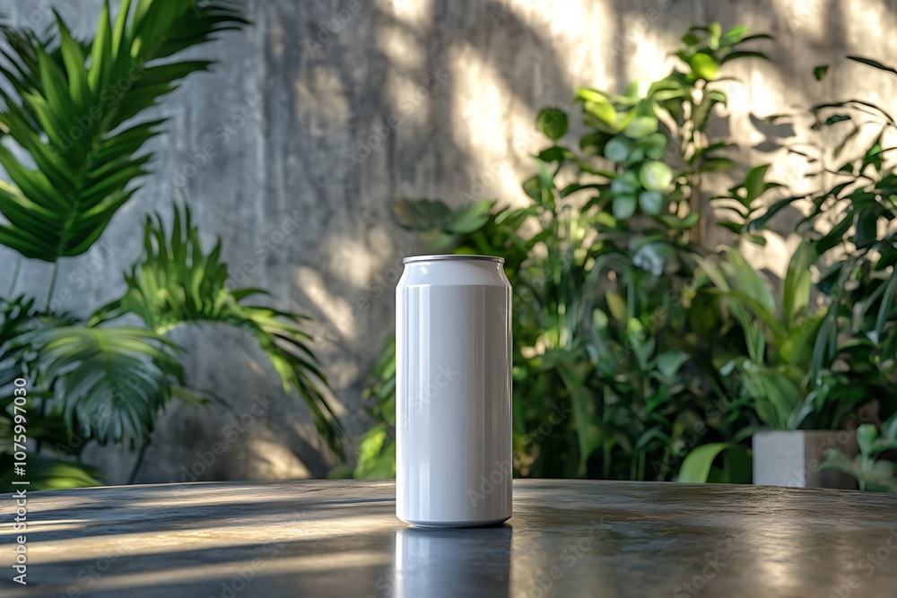 White can on wooden table White can on wooden table
