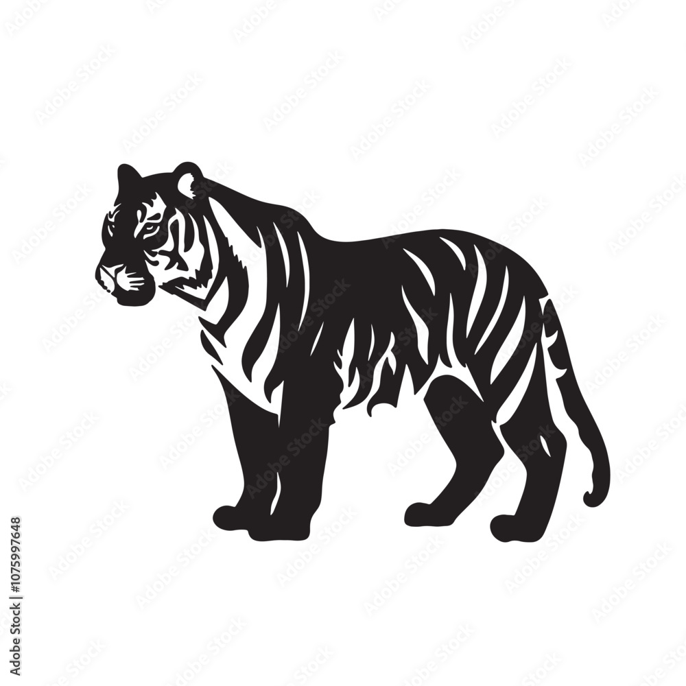 Naklejka premium Hand drawn tiger outline illustration