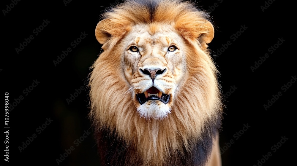 Fototapeta premium Majestic Lion Portrait with Flowing Mane