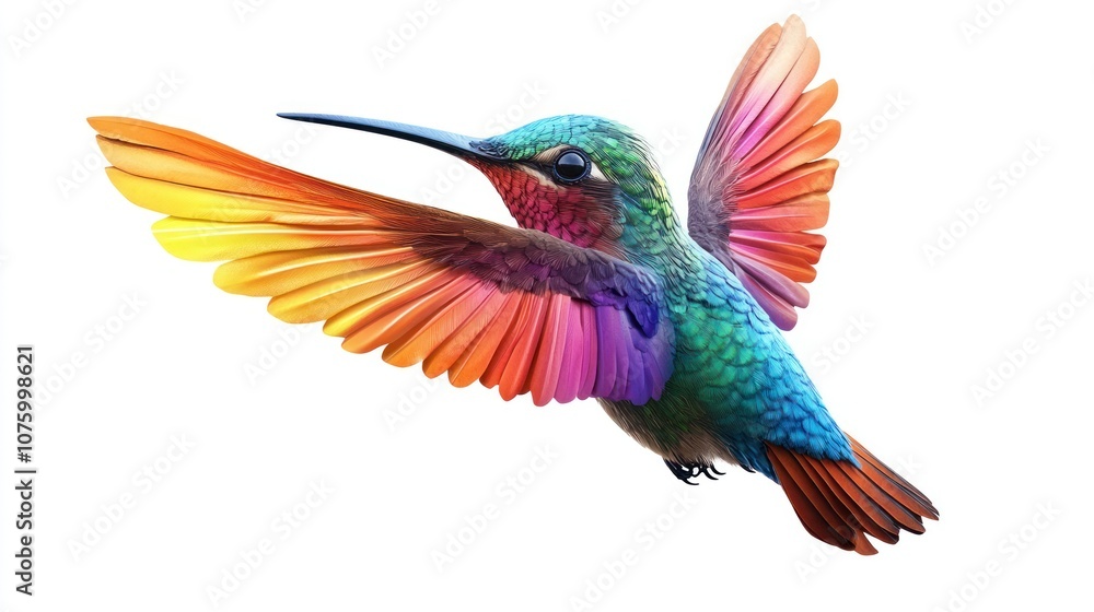 Obraz premium A Colorful Hummingbird in Flight with Vibrant Feathers