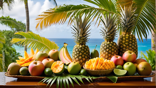 tropical fruit on the beach