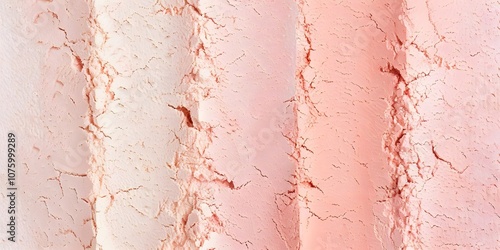 A close-up of cracked textures in varying shades of peach and pink, resembling paint or clay.