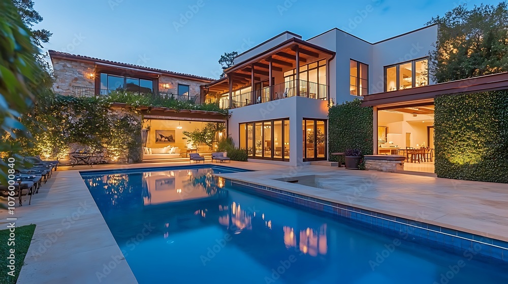 Obraz premium Luxury Home with Swimming Pool and Patio