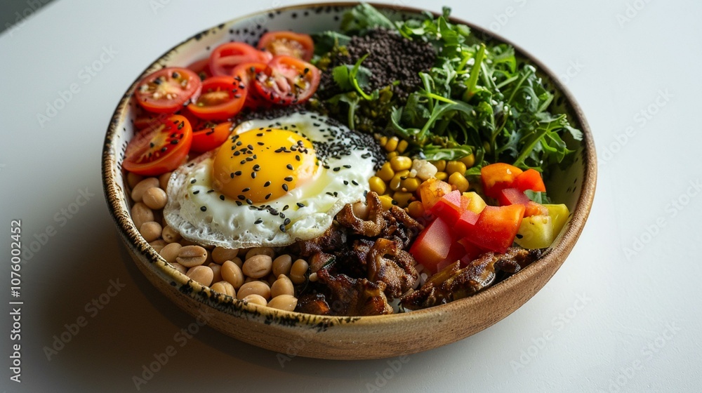 Colorful Breakfast Bowl with Variety of Toppings Colorful Breakfast Bowl with Variety of Toppings