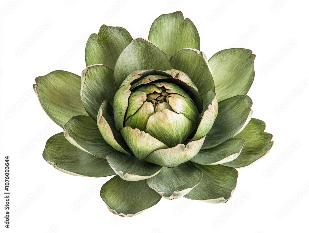 Obraz premium Green flower on white background