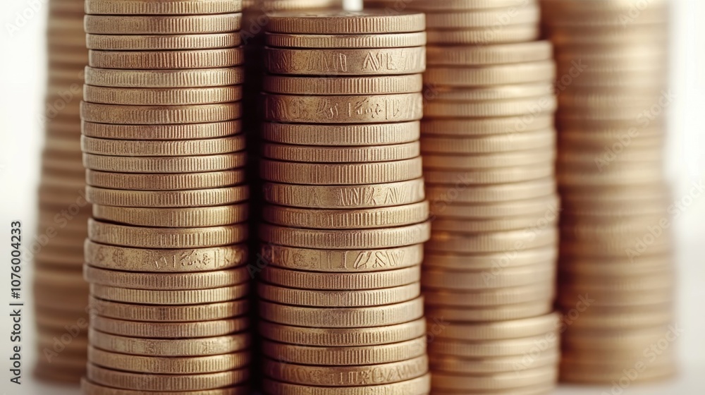 Neatly Stacked Gold Coins Isolated Neatly Stacked Gold Coins Isolated