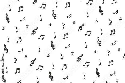 大きな黒い木製の音符が並ぶ音楽の壁紙