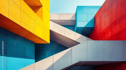 Striking Geometric Architectonic Composition in Vivid Colors