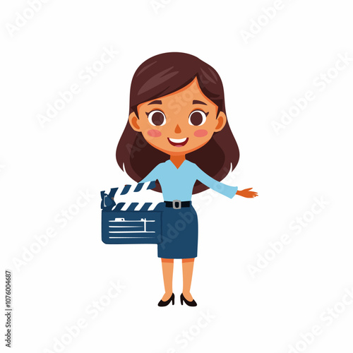 Film Director Cute Worker Work Job Profession Professional Occupation Cartoon Character
