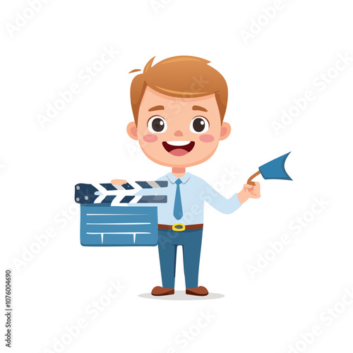 Film Director Cute Worker Work Job Profession Professional Occupation Cartoon Character
