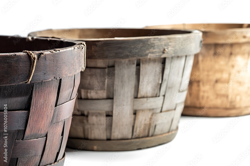 Fototapeta premium Bushel baskets isolated on a white background