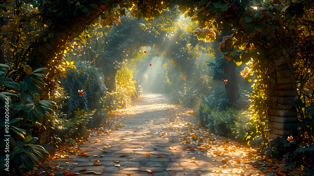 Serene Path Through a Sunlit Garden Archway Serene Path Through a Sunlit Garden Archway