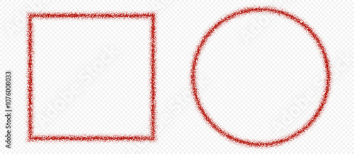 Pepper frame, red chili border, spicy paprika powder in heart and star shapes. Vector illustration.