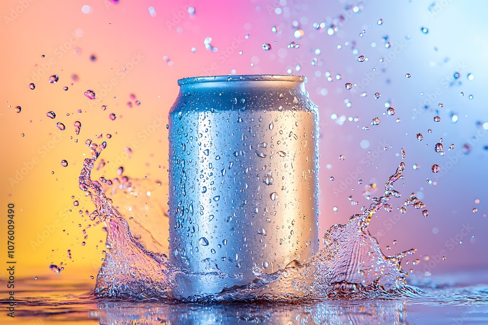 drinking can with water splash drinking can with water splash