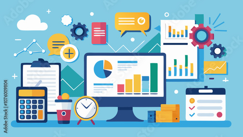 A computer monitor with a lot of graphs and numbers on it