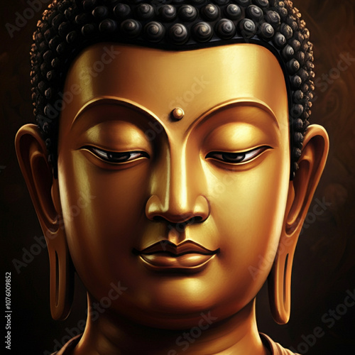Close-up of Buddha’s serene...
