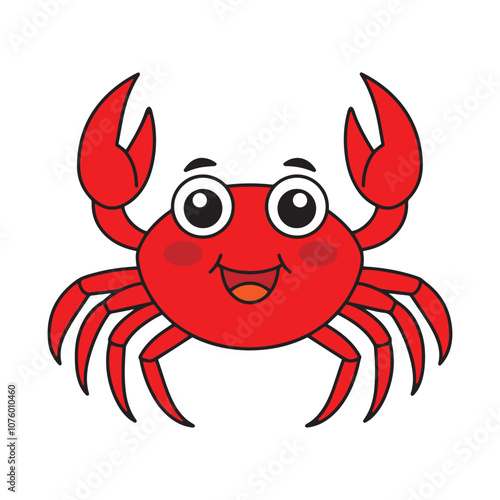 Cute red crab cartoon coloring page illustration vector. For kids coloring book.