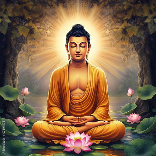 Buddha statue radiating a s...