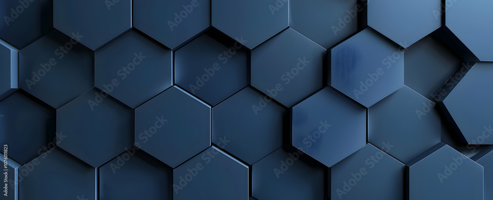 3D render of a dark blue abstract background with a hexagon pattern 3D render of a dark blue abstract background with a hexagon pattern