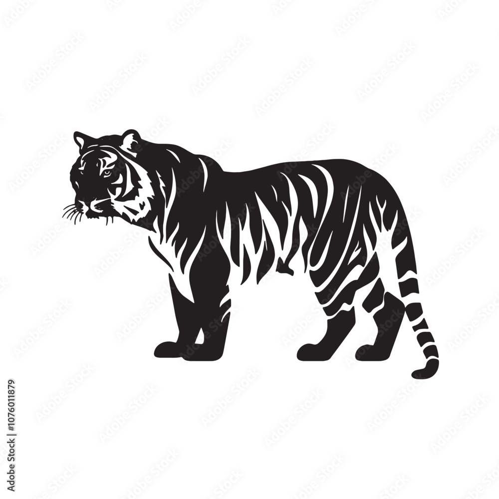 Tiger Silhouette Vector High-Quality Wildlife Illustration Tiger Silhouette Vector High-Quality Wildlife Illustration
