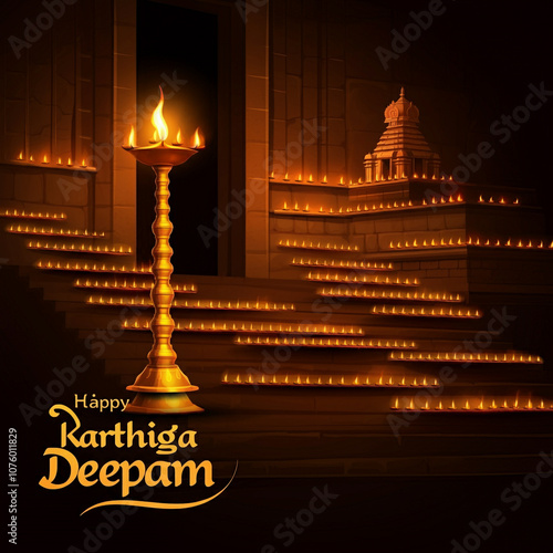 Illuminated temple steps ad...