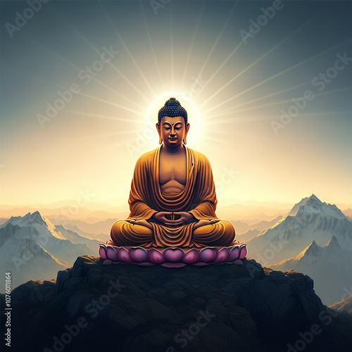 Serene Buddha statue medita...