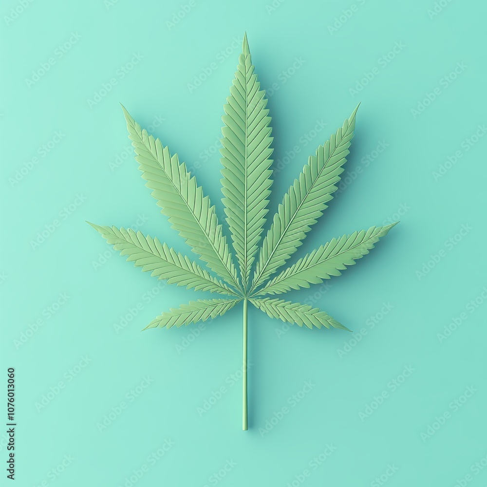 Cannabis leaf on soft green background Cannabis leaf on soft green background