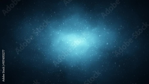 Dark blue mystical fog light loop blurred particles flying.
