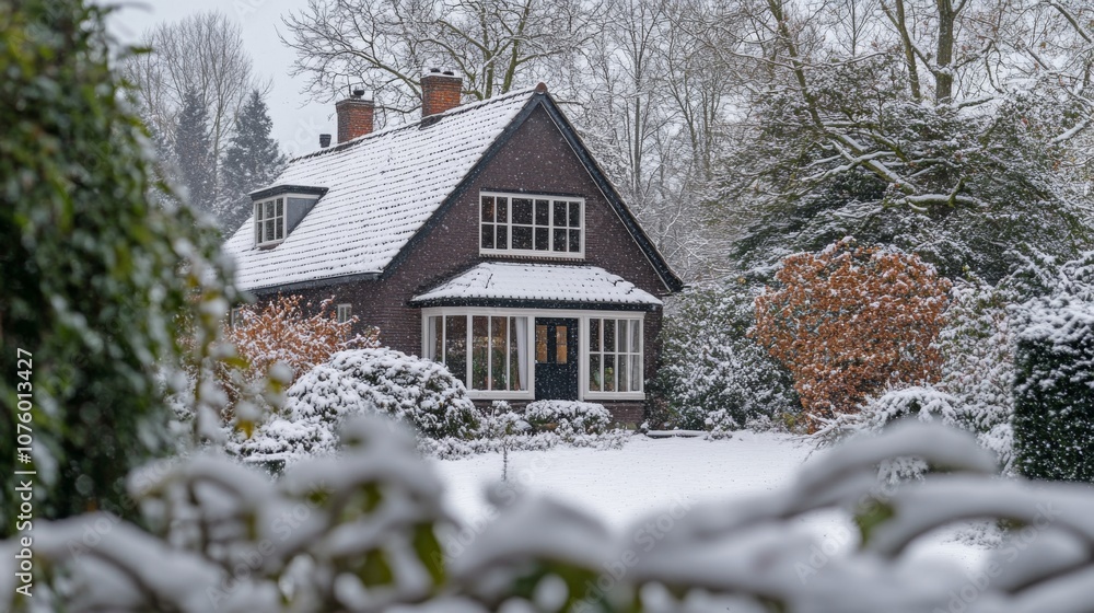 Snow-Covered House in a Wintery Landscape Snow-Covered House in a Wintery Landscape
