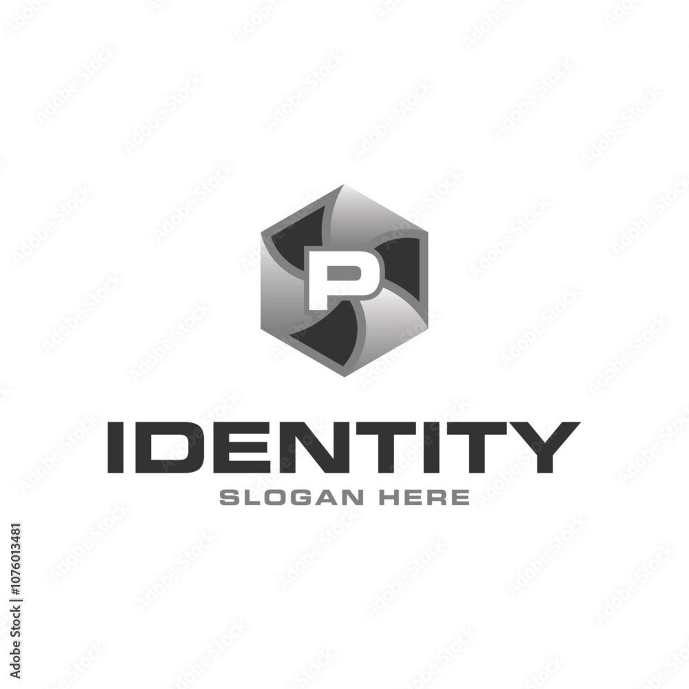 Letter P Simple Geometric Hexagon Technology Icon Design Logo Letter P Simple Geometric Hexagon Technology Icon Design Logo