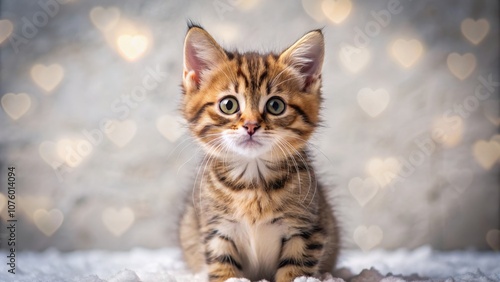 Adorable kitten with a heart-shaped fur pattern on its chest, cute, kitten, red heart, fluffy, adorable, sweet, love, feline