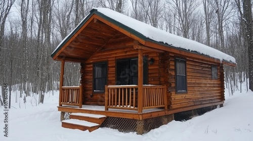 A Cozy Cabin in the Snow-Covered Woods