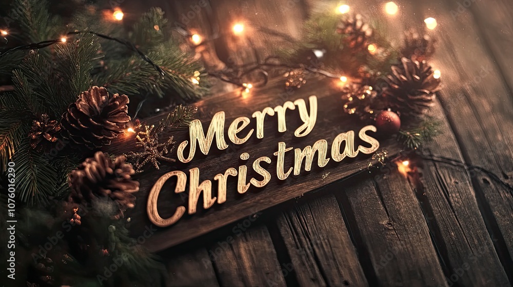 Modern bold Merry Christmas typography on a green background with bright red ribbons and decorations for a vibrant look. Modern bold Merry Christmas typography on a green background with bright red ribbons and decorations for a vibrant look.