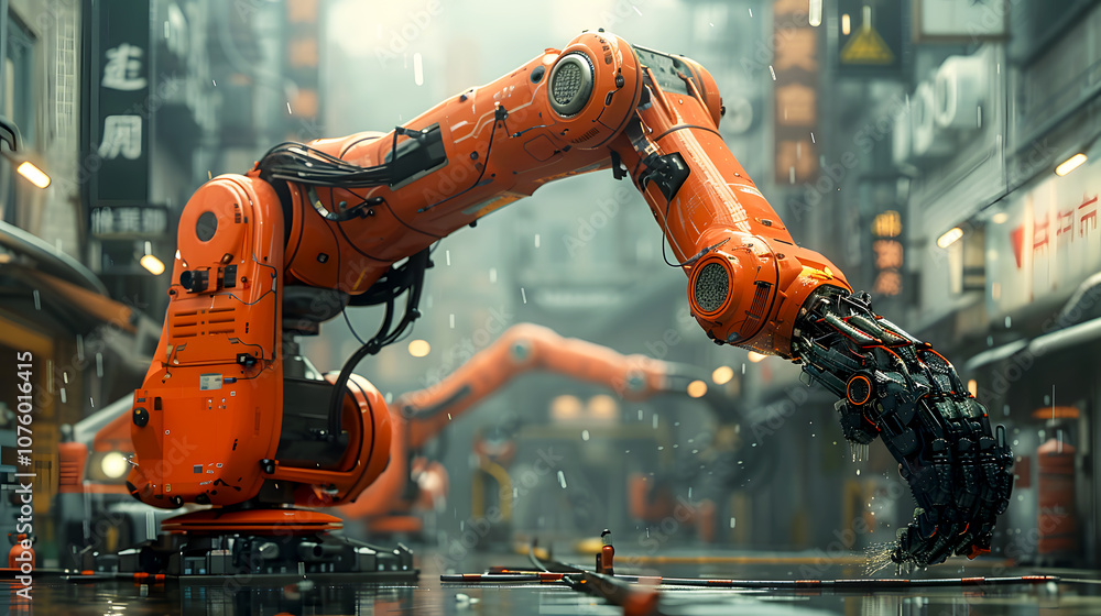 Industrial Robot Arm in Action Industrial Robot Arm in Action
