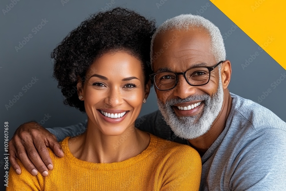 Senior couple reviewing their retirement insurance policy, smiling and feeling secure Senior couple reviewing their retirement insurance policy, smiling and feeling secure