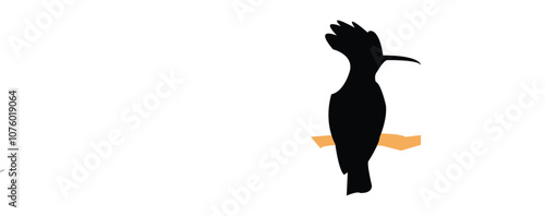 Eurasian Hoopoe Bird Silhouette And Vector Illustration. 