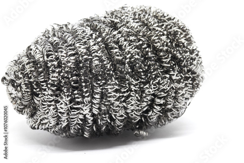 Close-Up of Stainless Steel Scrubbing Pad for Cleaning