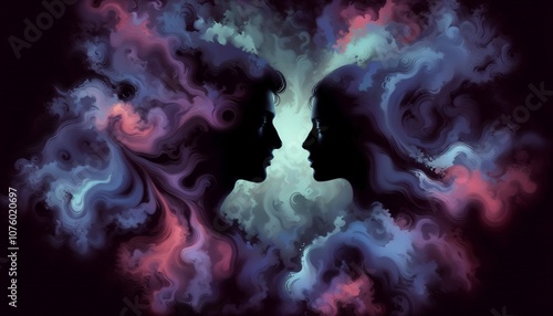 A Longing Gaze In Surreal Illustration of a Couple