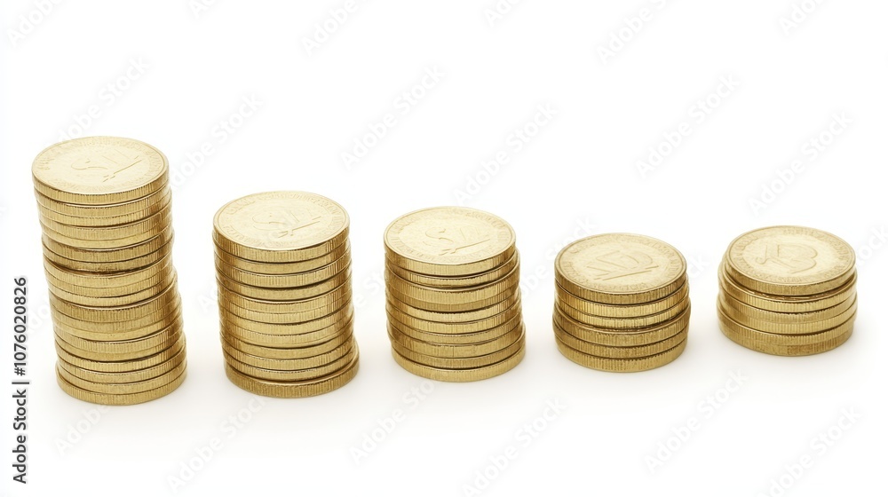 Gold Coins Stacked in a Row Financial Growth Concept Gold Coins Stacked in a Row Financial Growth Concept