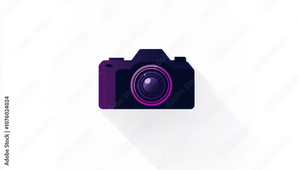 Flat Icon of Camera with Purple Lens Flat Icon of Camera with Purple Lens