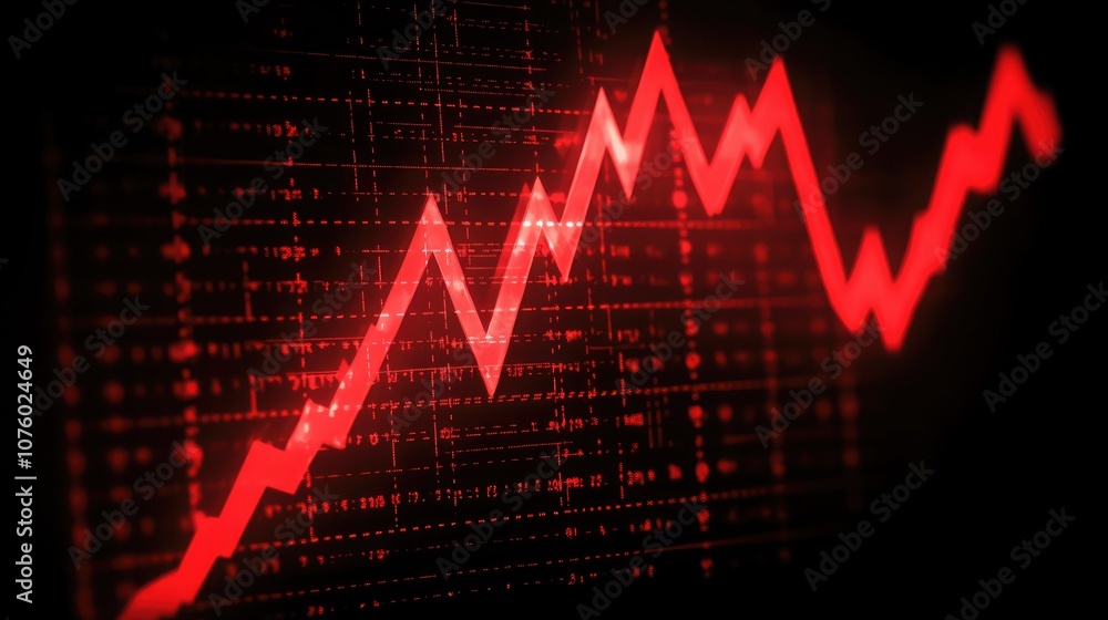 Red Graph Illustrating Financial Decline and Market Volatility in a Digital Environment, Representing Economic Challenges Faced by Businesses and Investors Red Graph Illustrating Financial Decline and Market Volatility in a Digital Environment, Representing Economic Challenges Faced by Businesses and Investors