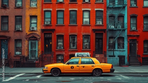 Yellow Taxi on a City Street