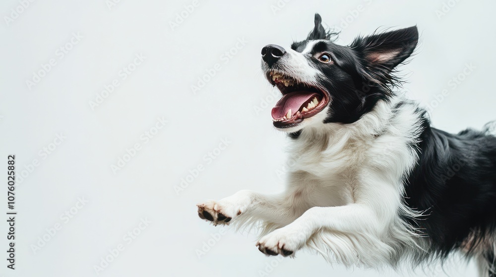 Fototapeta premium A Border Collie mid-leap, capturing the joy and energy of a dog