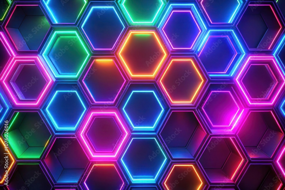 Neon Hexagons Background