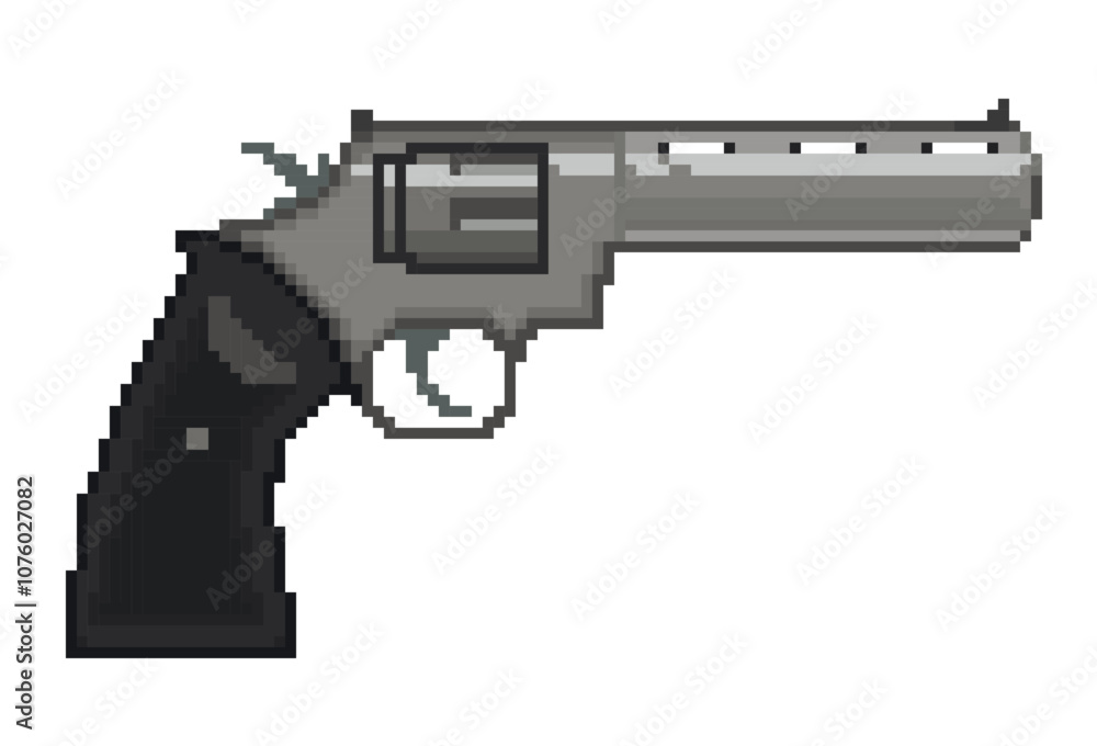 Gun gray color pistol. pixel art weapon Gun gray color pistol. pixel art weapon