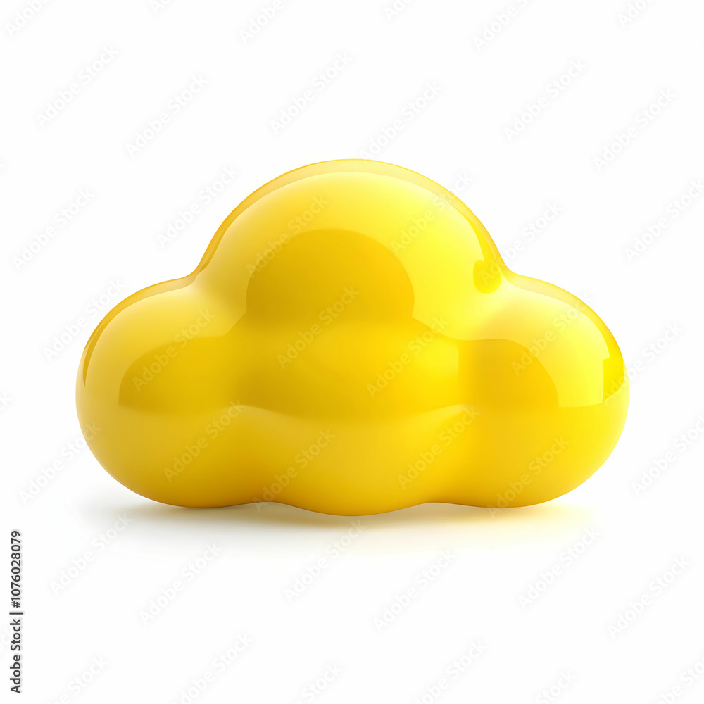 A vibrant yellow cloud stands out against a clean white background, evoking feelings of warmth. A vibrant yellow cloud stands out against a clean white background, evoking feelings of warmth.