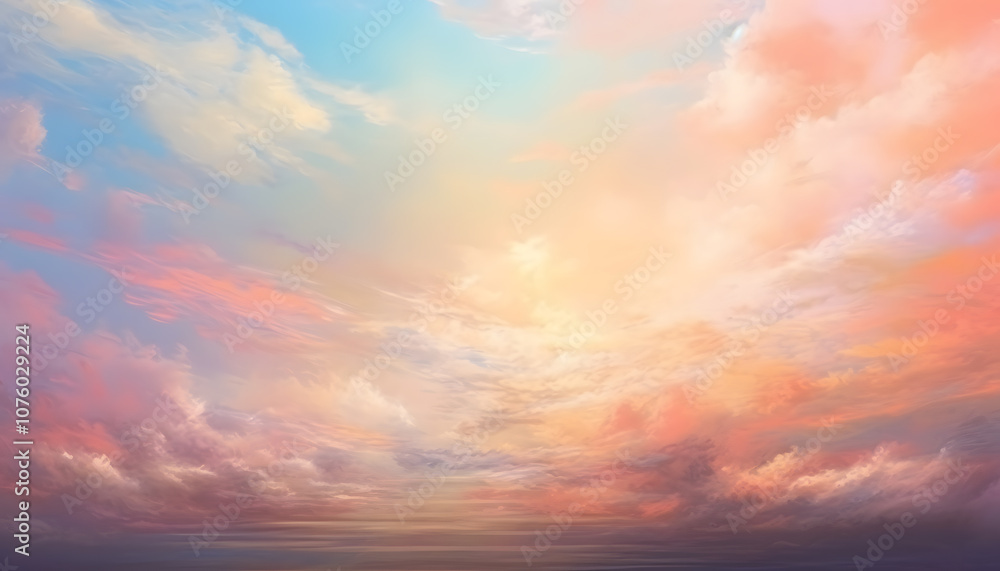Dreamy Sunset Sky with Soft Pastel Clouds Dreamy Sunset Sky with Soft Pastel Clouds