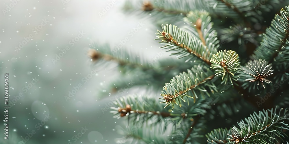 branches of fir trees in the forest, blurry background, copy space branches of fir trees in the forest, blurry background, copy space